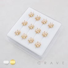 CELESTIAL MULTI MARQUISE CUT CZ FLOWER POLISH 316L SURGICAL STEEL L-SHAPE NOSE RING BOX